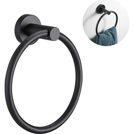 Anneau porte-serviettes pour salle de bain (lot de 1), porte-serviettes rond mural robuste en acier inoxydable pour cuisine et salle de bain, rangement facile (1/4)