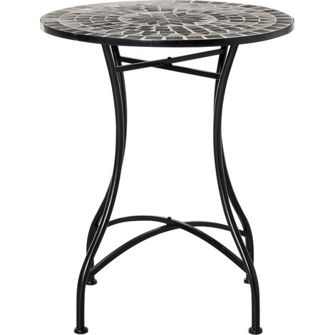 Garten- und Outdoortisch aus Metall und schwarzer Keramik