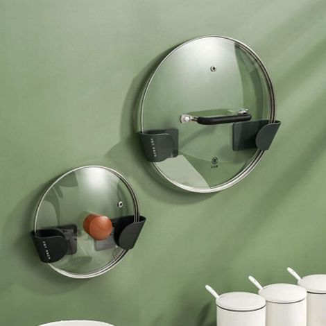 6 Paires de Supports Organisateurs de Couvercles de Casserole, Fixation Murale Sans Perforation (1/4)