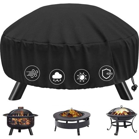 Funda protectora para brasero redondo, 85 x 40 cm, funda para braseros de barbacoa, tejido Oxford 420D impermeable, resistente a los rayos UV y a los desgarros, incluye una bolsa de almacenamiento neg (1/5)