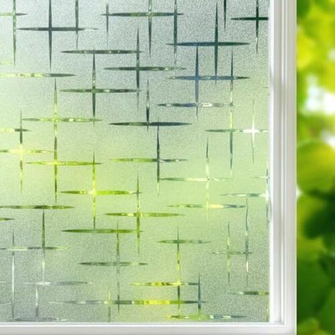 Film Fenetre Anti Regard, Film Electrostatique Vitre à Motif de Étoile Croix, Anti-UV, Brise Vue Fenetre Décoratif, idéal pour Chambre, Bureau ou Cuisine (60x200 cm) (1/4)