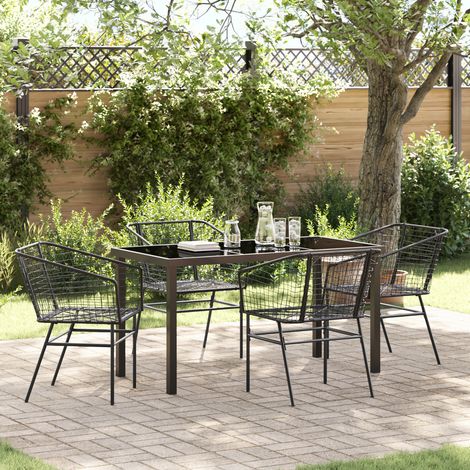5-teilige Garten-Essgruppe Schwarzer Poly-Rattan vidaXL448985 (1/5)