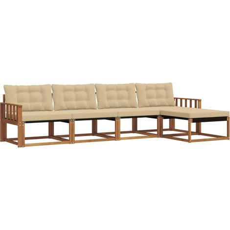 Ensemble de canapés d'extérieur 5 pcs  Salon de jardin Naturel et Beige (1/5)
