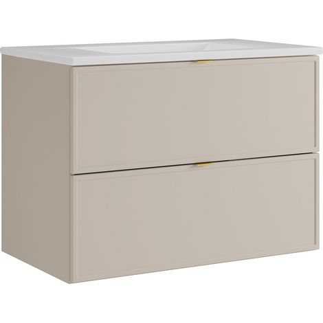 Mobile bagno sospeso con lavabo da incasso Beige 80 cm - ONDIL