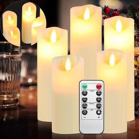 Jopassy Candele a LED Set di 10 candele decorative Candela senza fiamma con telecomando a 10 tasti Fiamma LED lampeggiante bianca (1/5)