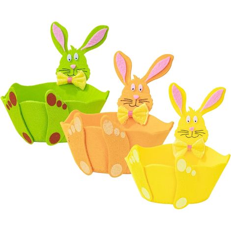 de 3 Paniers en Feutrine Lapin de P ques 3 Couleurs Petits (1/5)