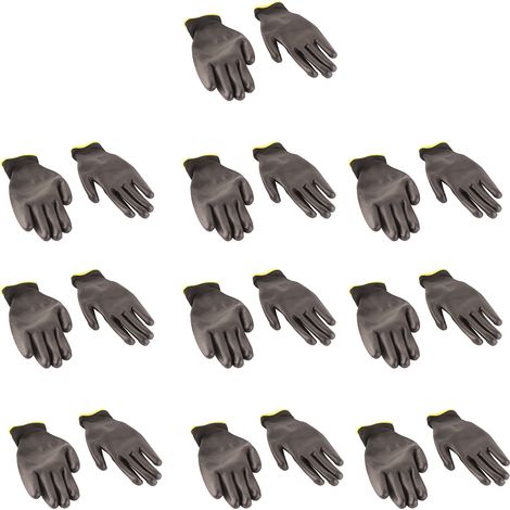 10 Paires de Gants de Travail Antistatiques en Nylon avec Revêtement PU, Bord Rouge, Taille 8(M) (1/5)