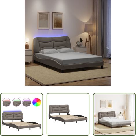 LED-Leuchten - Bettgestell mit LED ohne Matratze "Hvar" Taupe 140x190 cm Stoff (1/5)