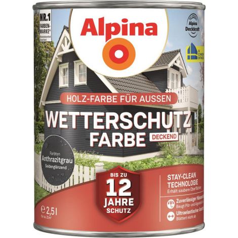 Alpina Wetterschutz-Farbe deckend anthrazitgrau 2,5L - 951211 (1/3)