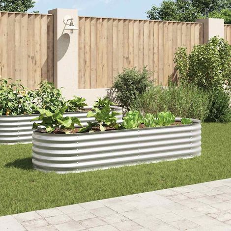 vidaXL Letto Rialzato Giardino 240x80x44 cm in Acciaio Zincato