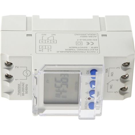 Minuterie analogique-numérique programmable sur rail DIN, grand écran, 85-265 V, 16 A (1/5)