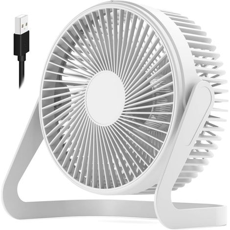 USB-betriebener Mini-Ventilator – Leiser Tischventilator – Zwei Geschwindigkeitsstufen, starker Luftstrom – 360° drehbar – Geeignet für Büros und Arbeitszimmer – Weiß (1/2)