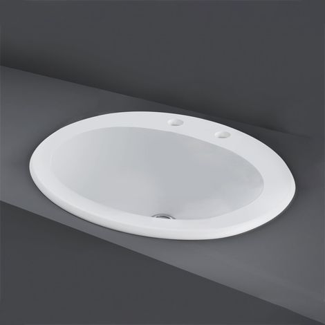 RAK Mira Inset Countertop Basin 560mm Wide - 2 Tap Hole (1/2)