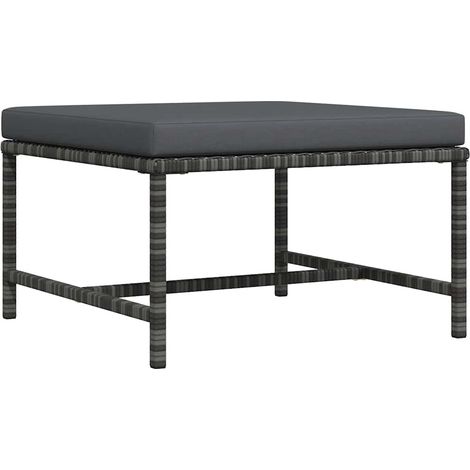 Modular-Fußhocker mit Kissen Grau Poly Rattan