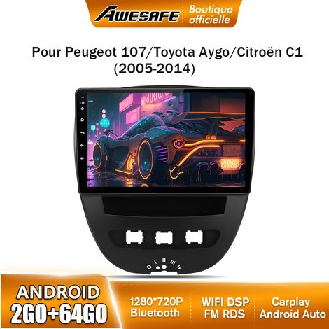 AWESAFE Autoradio Android 13 pour Peugeot 107 Toyota Aygo Citroen C1 (2Go+64Go) 10'' Écran avec Carplay GPS WiFi Android Auto (1/5)