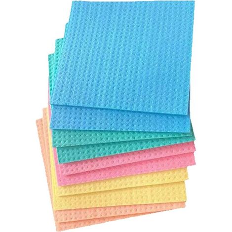 Chiffons à Vaisselle RéUtilisables, Chiffon éPonge en Cellulose pour la Cuisine, Chiffon de Nettoyage Absorbant, Paquet de 10, Plusieurs Couleurs
