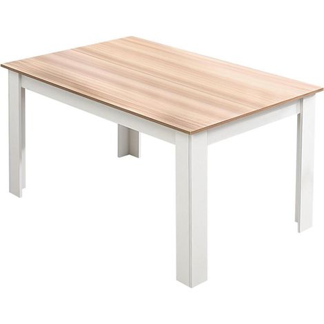 Esstisch für 4-6 Personen, minimalistisches Design, Weiß & Eiche, 138x90 cm (1/5)