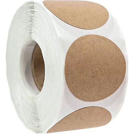 pair 2 autocollants Kraft brun naturel (500 par rouleau) - Autocollants vierges ronds pour les propriétaires de magasins, l'artisanat, l'organisation, les étiquettes de bocaux et de conserves, les éti