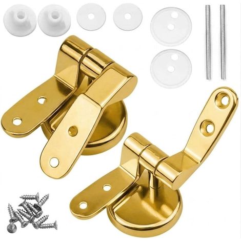Charnière Abattant WC de Rechange, Lot de 2 Charnières de Siège de Toilette en Alliage de Zinc pour en Bois, Résine, MDF, y compris Raccords (1/5)