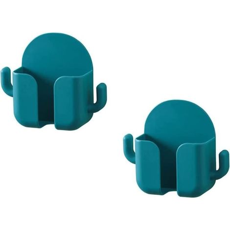 Wall Mounted Storage Box with Hooks,Multi-Function Mobile Phone Plug Holder Remote Control Storage Rack No Punching (2pc Blue) (1/4)