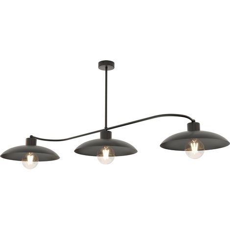 Lampadario Industrial 3 Luci Foster In Acciaio Nero E Diffusori A Cupola (1/5)