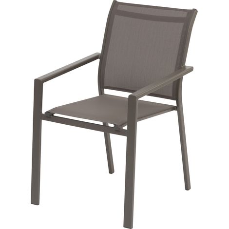Poltrona da giardino impilabile essentia in wengé e pralina, in alluminio con rivestimento epossidico - Hespéride (1/4)