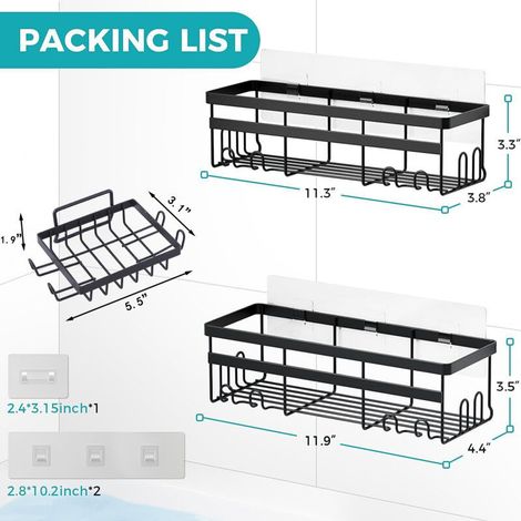 Lot 3 rangements douche sans percer, anti-rouille, organisation WC et lavabo pratique (1/5)