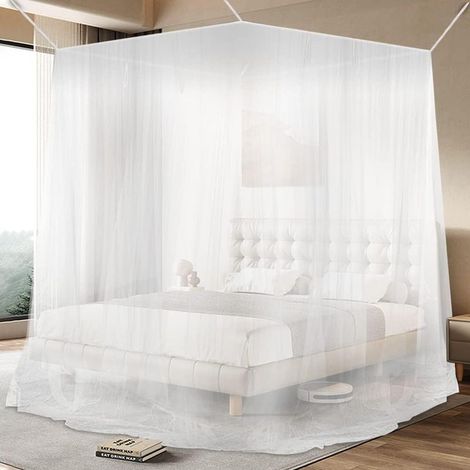 Zanzariera per letto, grande zanzariera universale quadrata a baldacchino per letti singoli e matrimoniali, protegge efficacemente dalle zanzare, 200 x 220 x 180 cm (1/5)