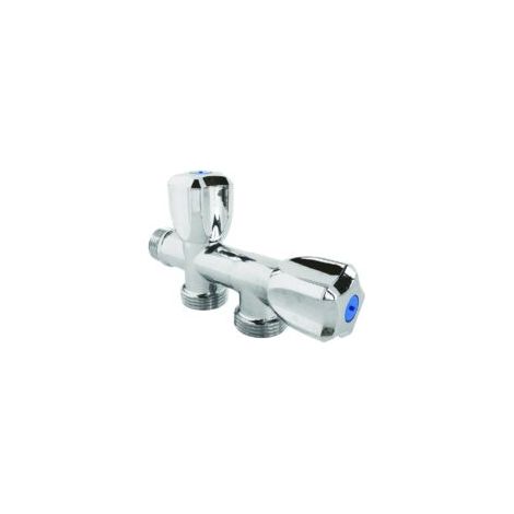 Robinet machine à laver double en ligne - mâle 3/4" (20/27) - Somatherm - Crezuo (1/4)