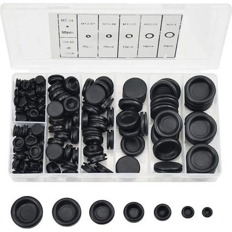 Gummi-Kabeldurchführungen in 7 Größen, Gummistopfen, Lochstopfen mit Aufbewahrungsbox, Dichtungsring-Set für elektrische Leitungen an Autos, Wasserschläuchen und Pumpen, 170 Stück (1/4)
