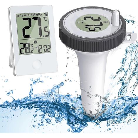 Thermomètre de piscine sans fil flottant à lecture facile, thermomètre de piscine numérique étanche IPX7, thermomètre de piscine avec moniteur de température extérieur/intérieur (1/5)