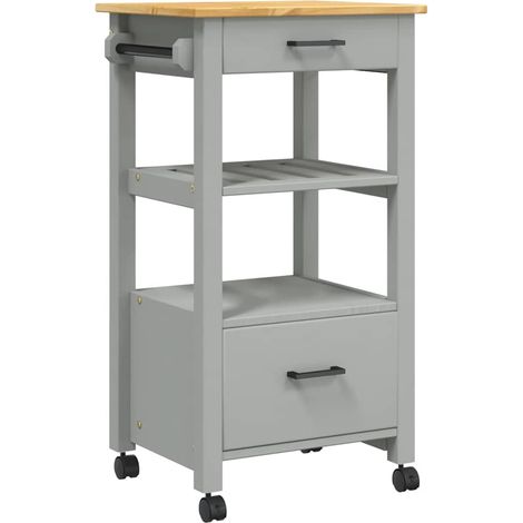 vidaXL Carrello da Cucina MONZA 48x40x88,5 cm in Legno Massello di Pino (1/5)