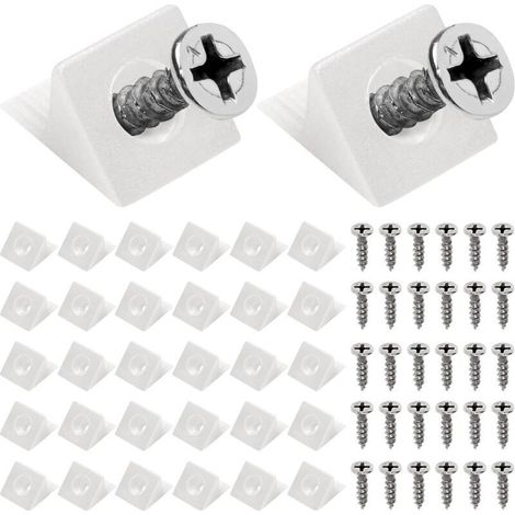 40 PCS Équerre De Fixation, Witch Equerre Blanche Renfort Tiroir Cale Pour Meuble Cales De Réparation De Fond De Tiroir Affaissé 90 Degrés Avec Vis - Fix Saggy Dresser Tiroir, Blanc (1/5)