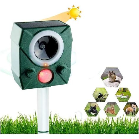 Répulsif Chat, Répulsif Ultrasuoni énergie solaire IP44, Répulsif pour effrayer les animaux, USB Allontainer pour jardin, imperméable extérieur (1/5)