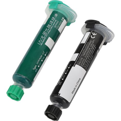 2 pièces Encre de masque de soudure à séchage UV noire et verte pour réparation PCB BGA, résine de protection contre la soudure (1/5)