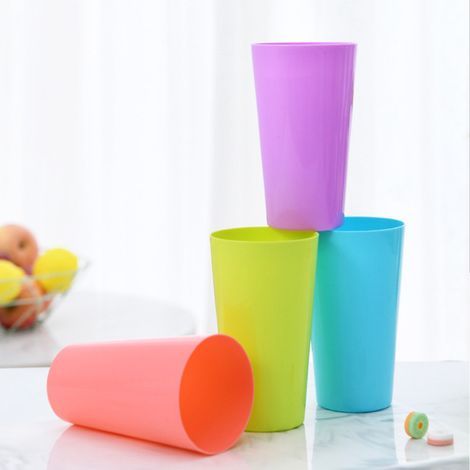 Hohe Kunststoffbecher, 12er-Set, farbig, bruchsicher