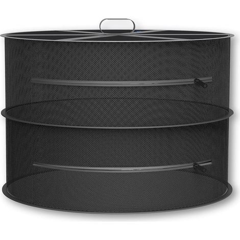 Séchoir à herbes à 2 couches (noir), filet de séchage suspendu de 60 cm, filet de séchage pliable pour plantes hydroponiques, poissons, mauvaises herbes (1/4)