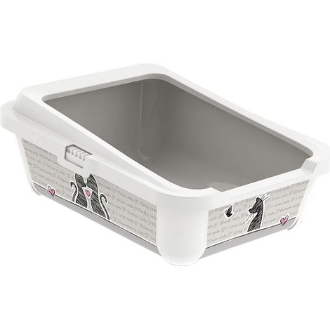 Bac à litière moderne pour chat – Rebord amovible – Protection anti-UV – Dimensions 51 x 39,5 cm – Hauteur 19 cm – Record