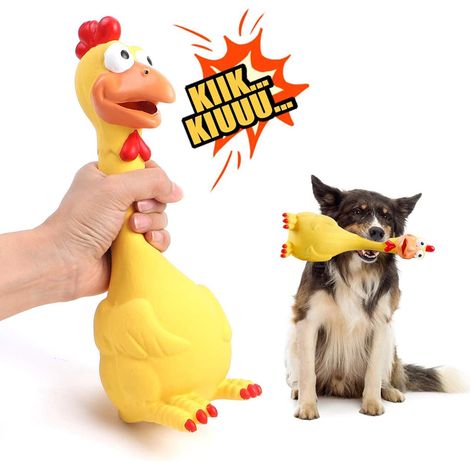 Squeaky Yellow Rubber Chicken, Pet Toys, Dog Toys, Chew Toys, Indestructible, Super Durable, Fun, Suitable for Small, Medium or Large Puppies, Christmas Gifts (1/3)