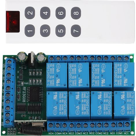 Module de télécommande multifonctionnelle 8 canaux 433,92 MHz, portée 100 m, codage fixe, 12 V (1/5)