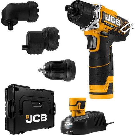 JCB Akku Bohrschrauber 12V mit 2 Akkus 2,0 Ah, Ladegerät, 3 Aufsätze und L-BOXX (1/5)