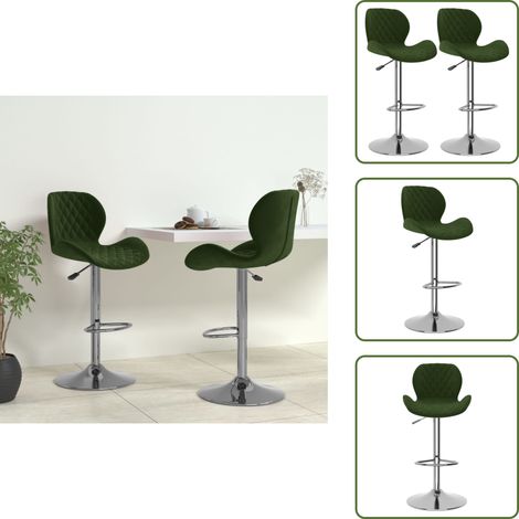 vidaXL Tabourets de bar lot de 2 vert foncé velours (1/5)