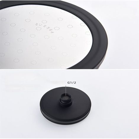 Soffione doccia di lusso in acciaio inossidabile nero (118 mm), soffione doccia in acciaio inossidabile spazzolato 304, soffione doccia economico ad alta pressione (1/2)
