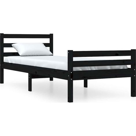 Maison Exclusive - Massivholzbett Schwarz 100x200 cm (1/5)
