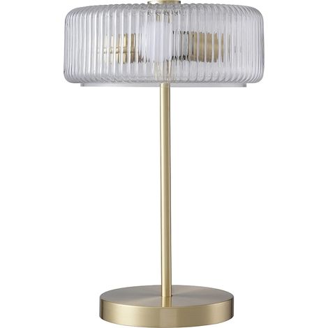 Lampada da tavolo in vetro e ottone spazzolato dorato - D.30 x H.49 cm - LACAYA (1/5)