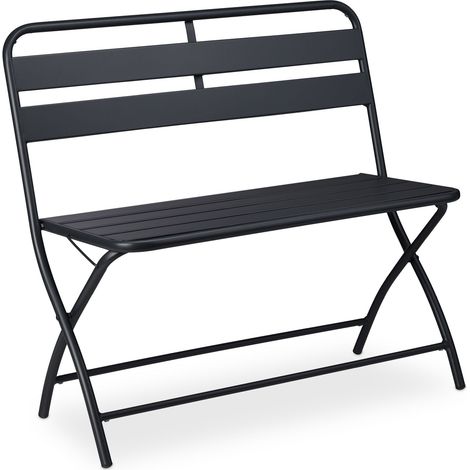 Banco de jardín plegable 2 plazas exterior compacto para balcón confort de asiento 120 x 60 x 80 cm de acero gris 130010451 (1/5)