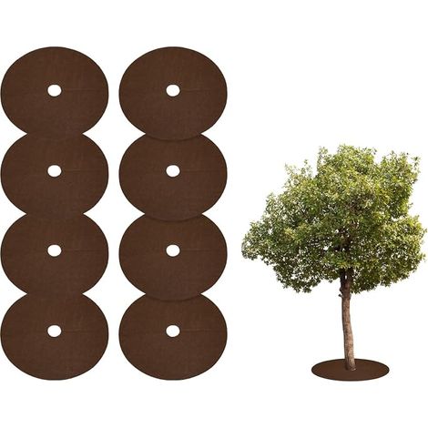 8pcs Anneau De Paillage Arbre 32cm Non-Tissé Rond Marron (1/5)
