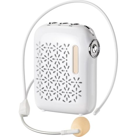 Amplificateur Vocal 20W pour Enseignants avec Microphone Filaire Casque, Haut-Parleur Bluetooth Portable Rechargeable, 12H Temps de Travail, pour Enseignement, Coach, Salle de Classe (Blanc) (1/5)