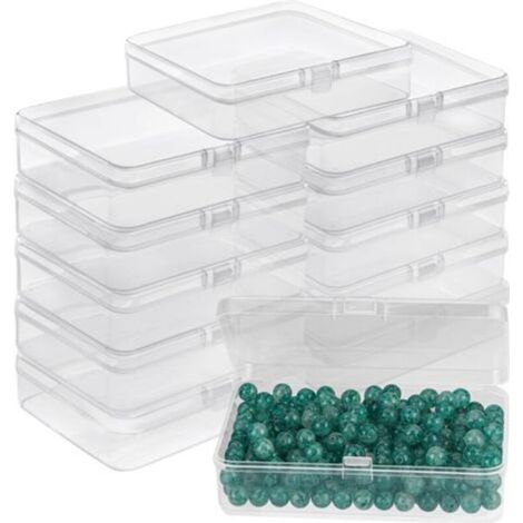 Kleine transparente Kunststoff-Aufbewahrungsbox mit Scharnierdeckel (12er-Set) - L11,2 x B8,3 x H2,8 cm - Mini-Kunststoff-Aufbewahrungsbox für Pillen, Perlen, Schmuck und Bastelarbeiten