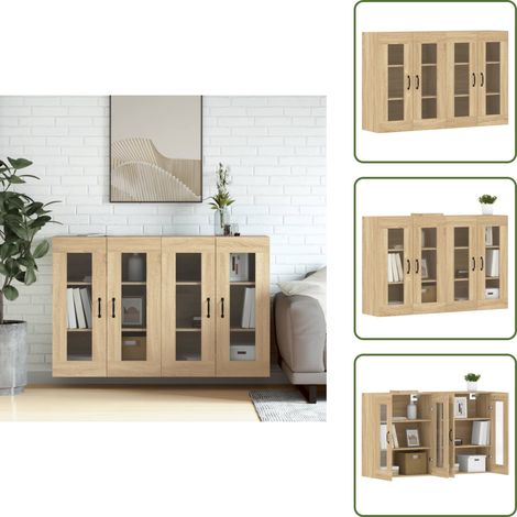 Armoires murales 2 pcs chêne sonoma bois d'ingénierie - Armoire Murale - Meuble Rangement - Buffet - Étagère Ouverte - Décoration Intérieure (1/5)